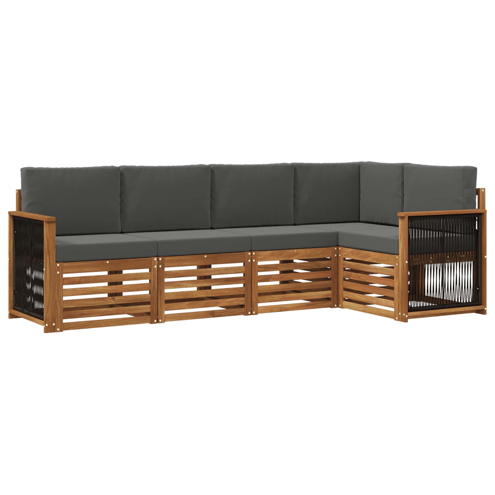 Ecksofa Set mit Kissen 4 pcs Natur und Anthrazit