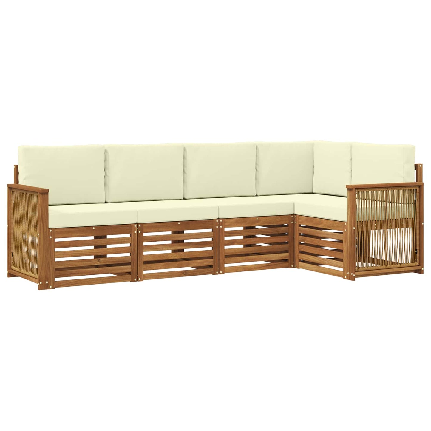 Ecksofa Set mit Kissen 4 pcs Natur und Creme
