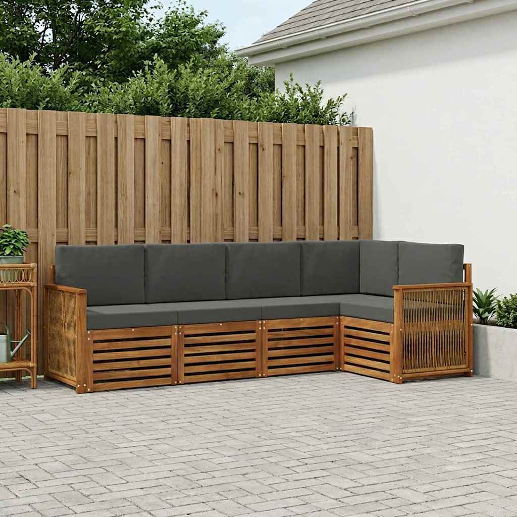 Ecksofa Set mit Kissen 4 pcs Natur und Anthrazit