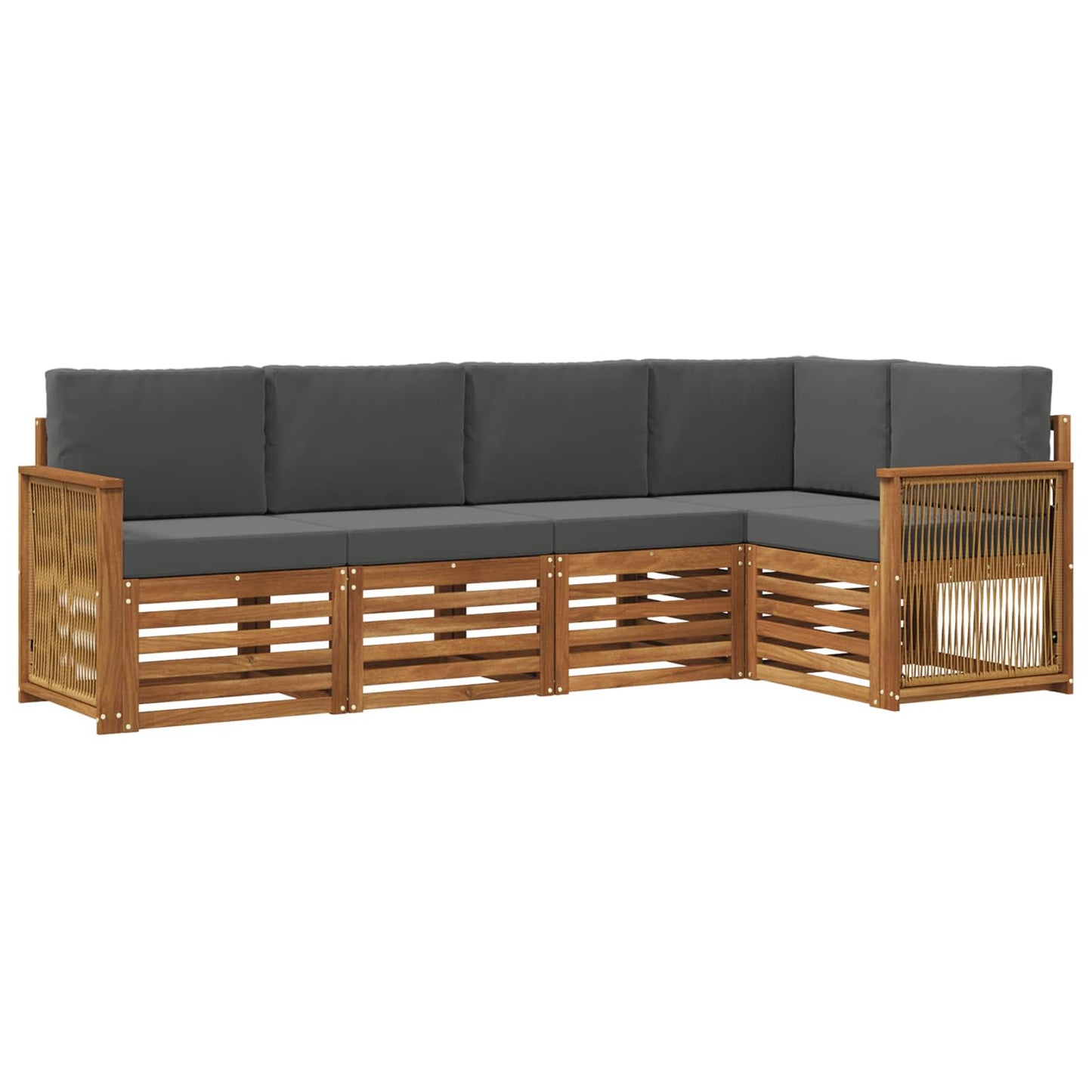 Ecksofa Set mit Kissen 4 pcs Natur und Anthrazit