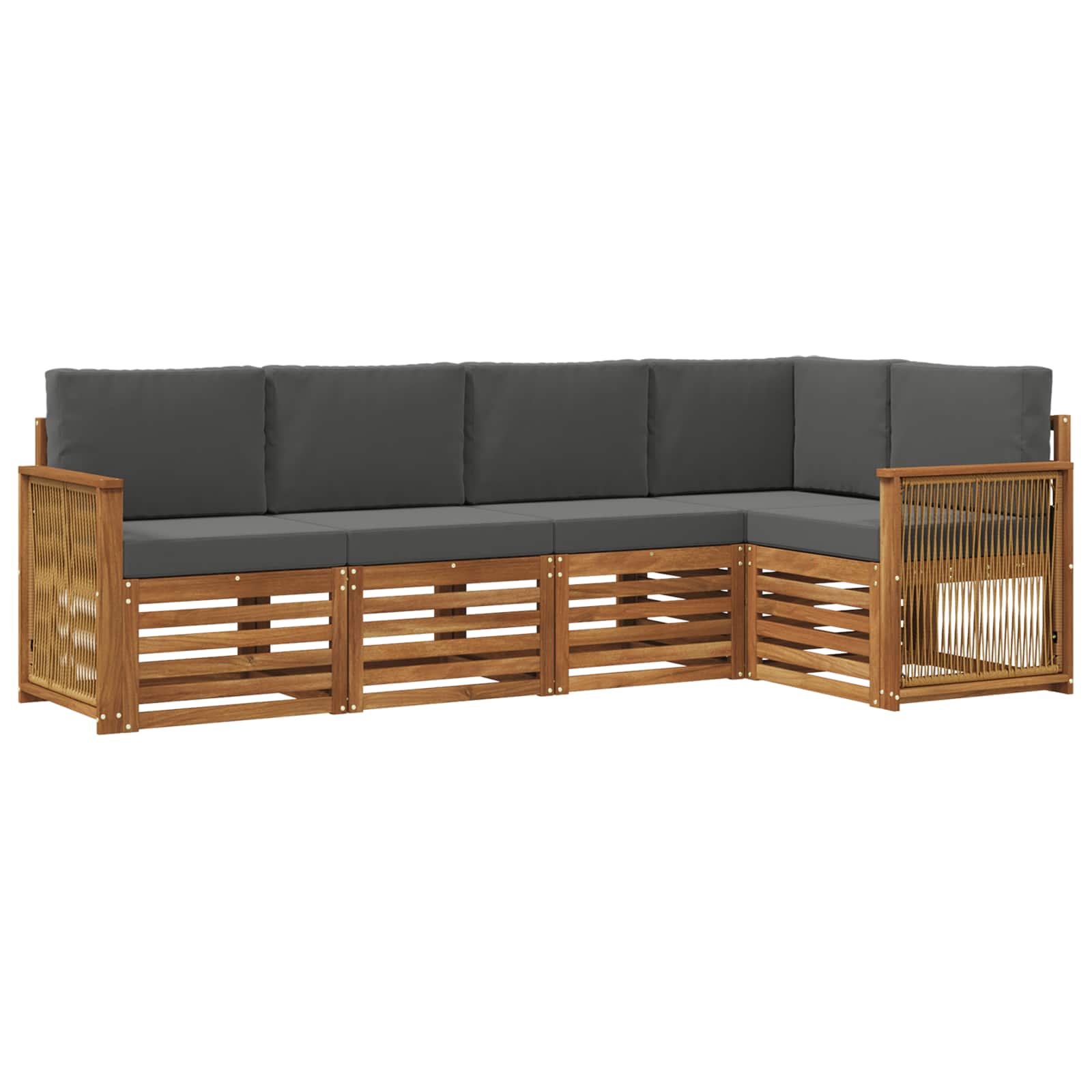 Ecksofa Set mit Kissen 4 pcs Natur und Anthrazit