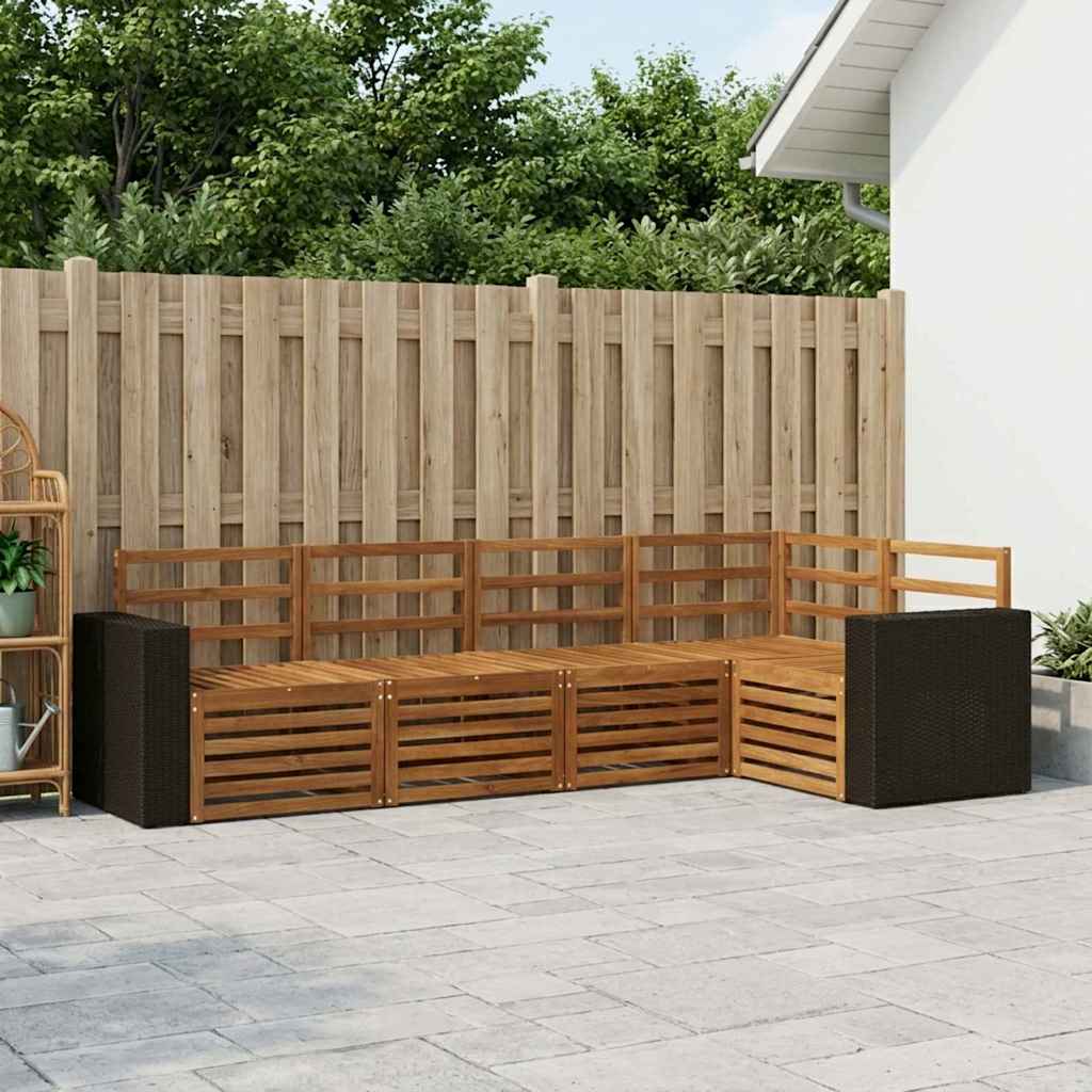 Outdoor-Sofagarnitur 5 stk. Natur Polyester