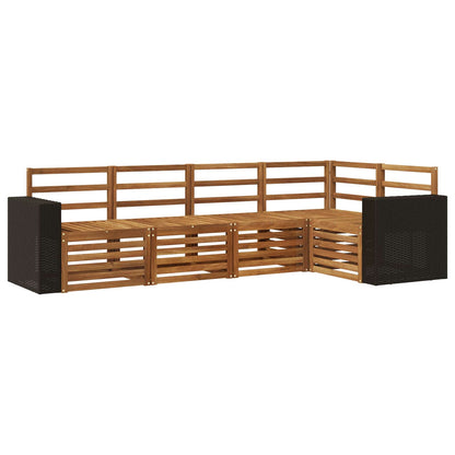 Outdoor-Sofagarnitur 5 stk. Natur Polyester