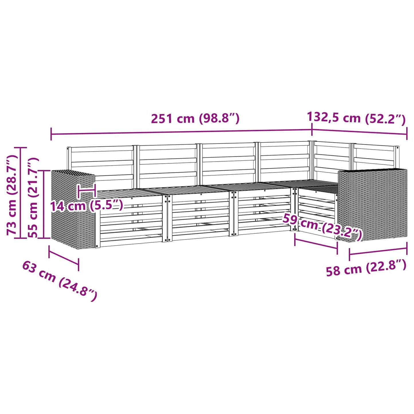 Outdoor-Sofagarnitur 5 stk. Natur Polyester