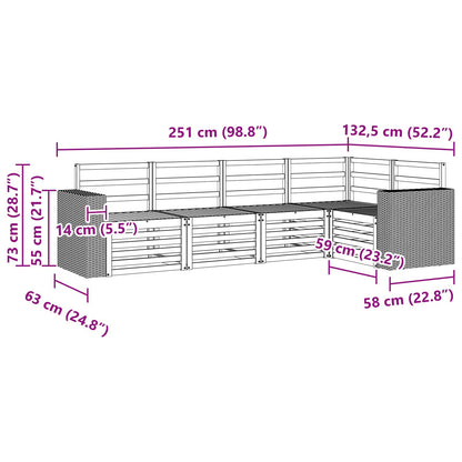 Outdoor-Sofagarnitur 5 stk. Natur Polyester