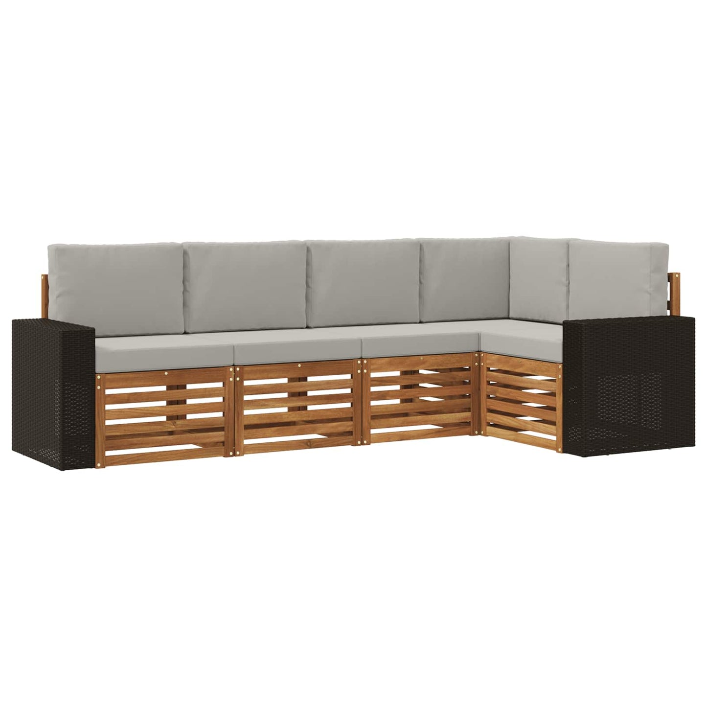 Outdoor-Sofagarnitur 5 stk. Natürlich und Hellgrau Polyester