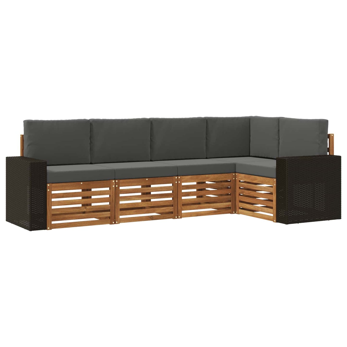 Ecksofa Set 5 pcs Natur und Anthrazit Massivholz Akazie