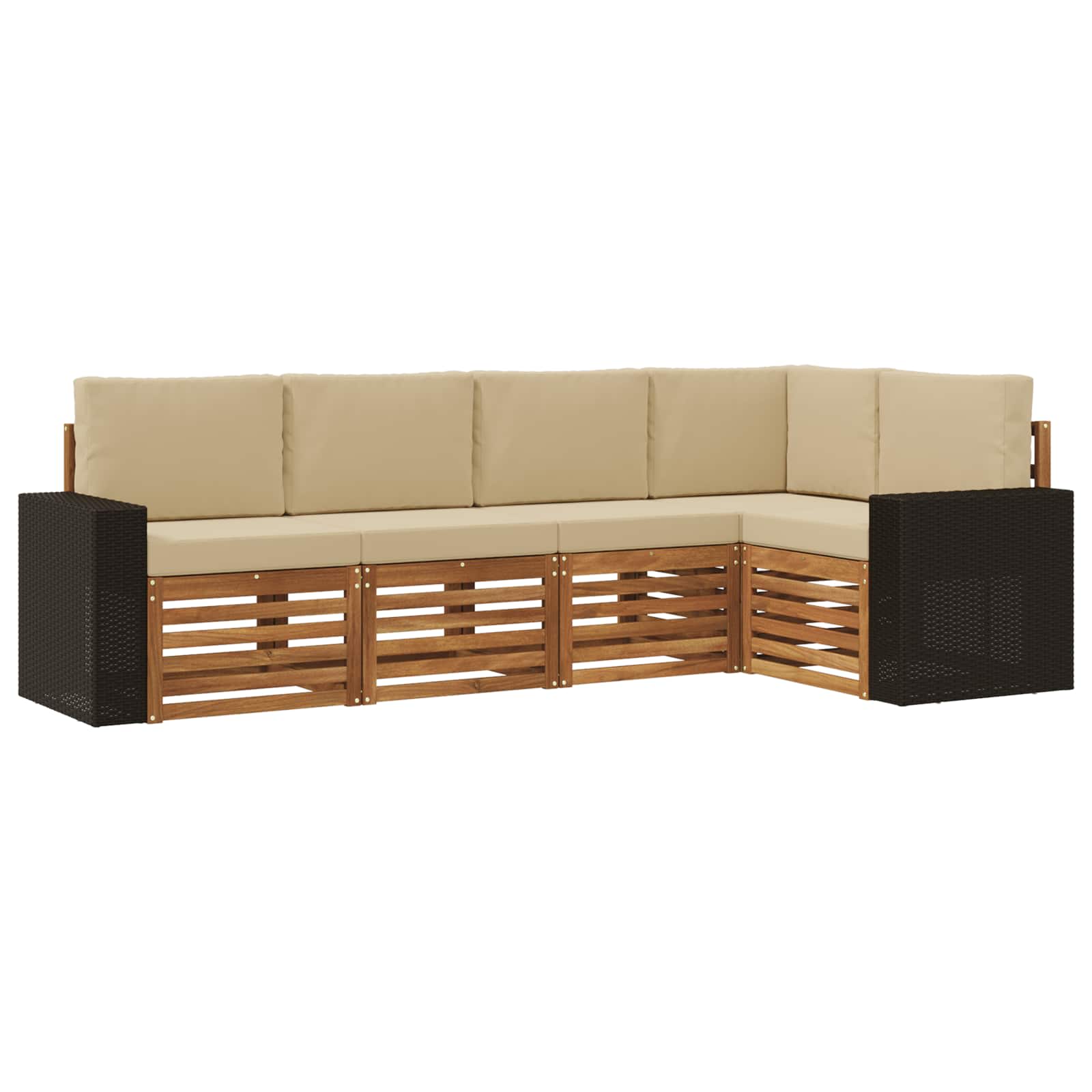 Outdoor-Sofagarnitur 5 stk. Natur und Beige Polyester