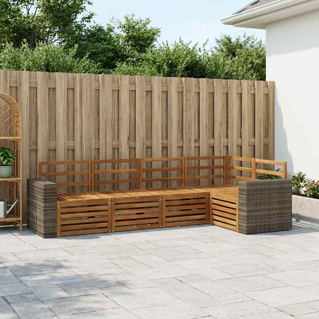 Outdoor-Sofagarnitur 5 stk. Natur Polyester