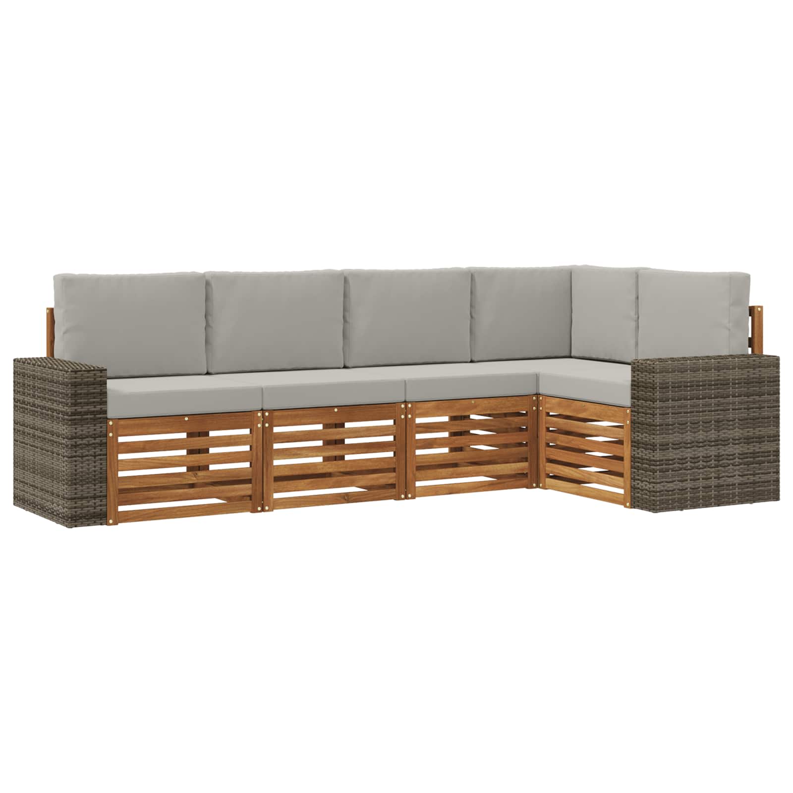 Outdoor-Sofagarnitur 5 stk. Natürlich und Hellgrau Polyester