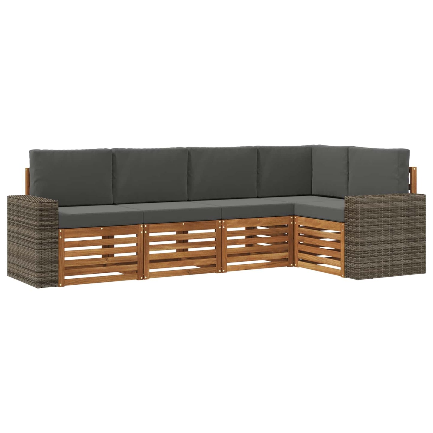 Ecksofa Set 5 pcs Natur und Anthrazit Massivholz Akazie