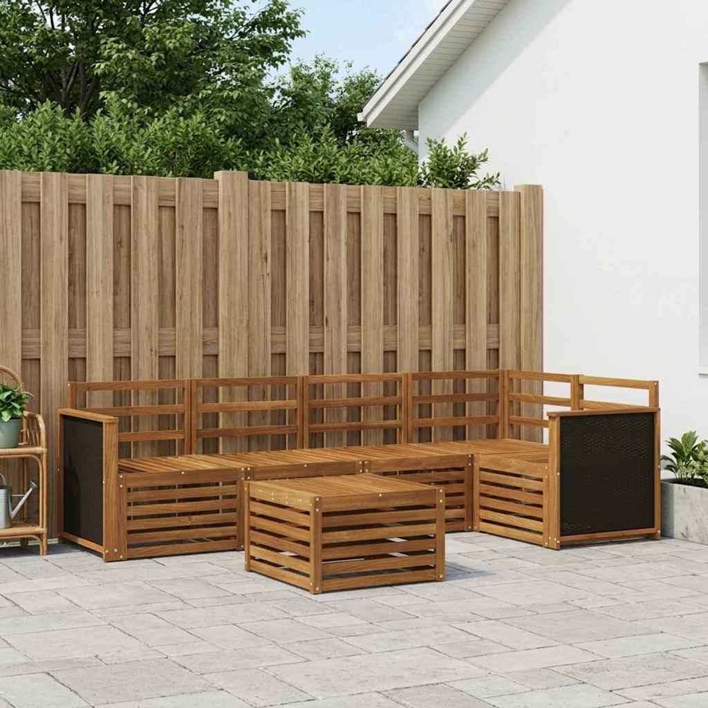 Outdoor-Sofagarnitur 5 stk. Natur Massivholz Akazie