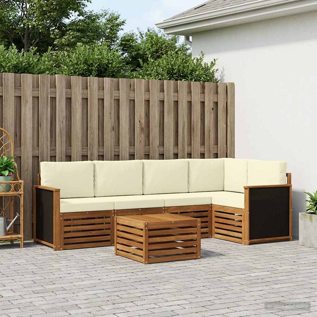 Ecksofa Set mit Kissen 5 pcs Natur und Creme