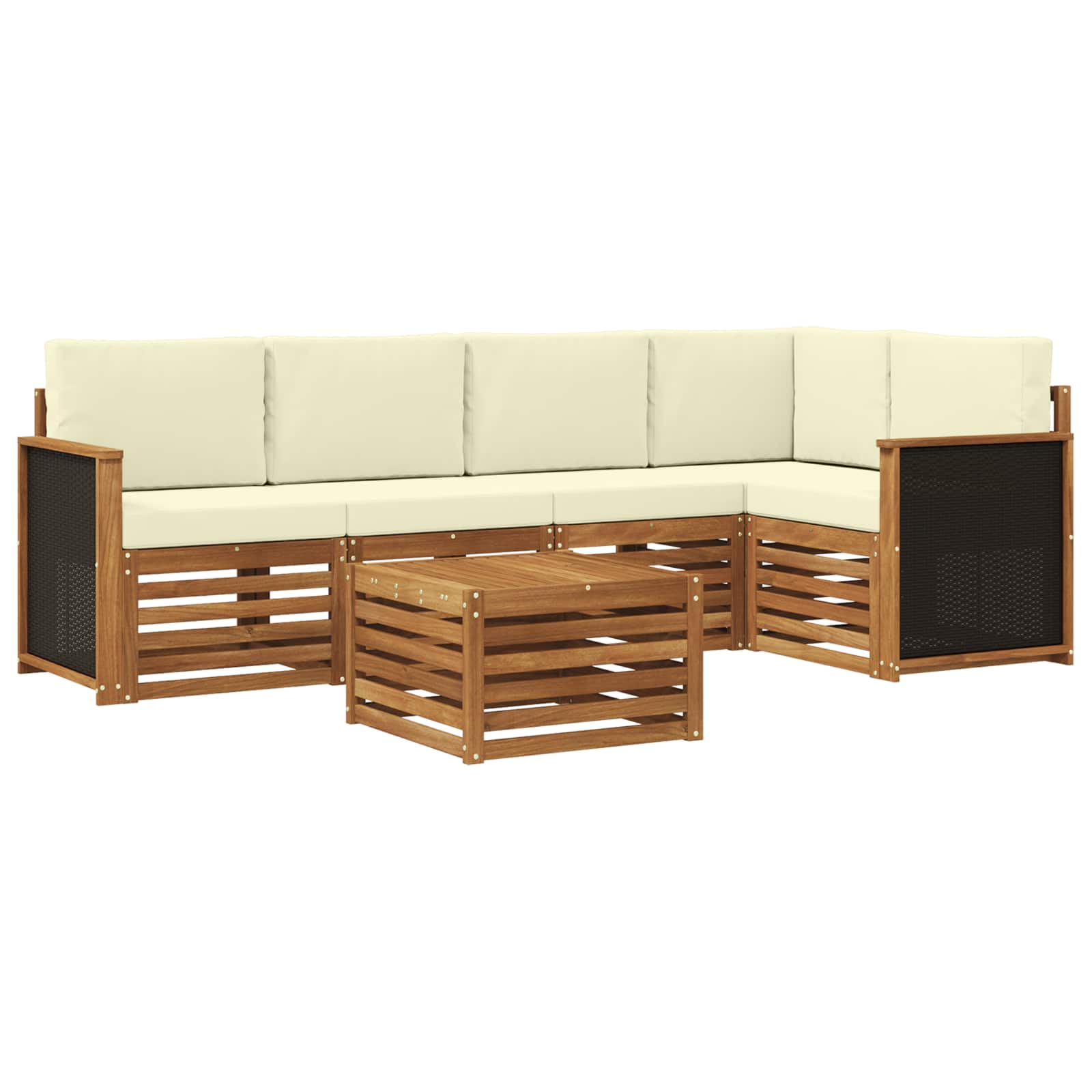 Ecksofa Set mit Kissen 5 pcs Natur und Creme