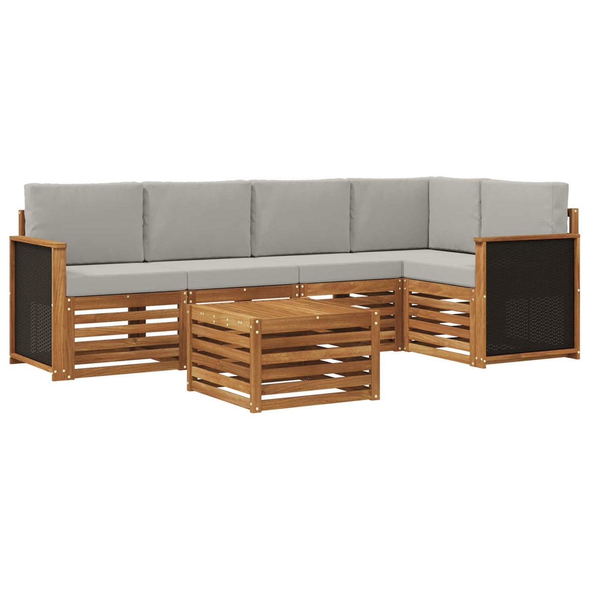 Outdoor-Sofagarnitur 6 stk. Natur und Hellgrau