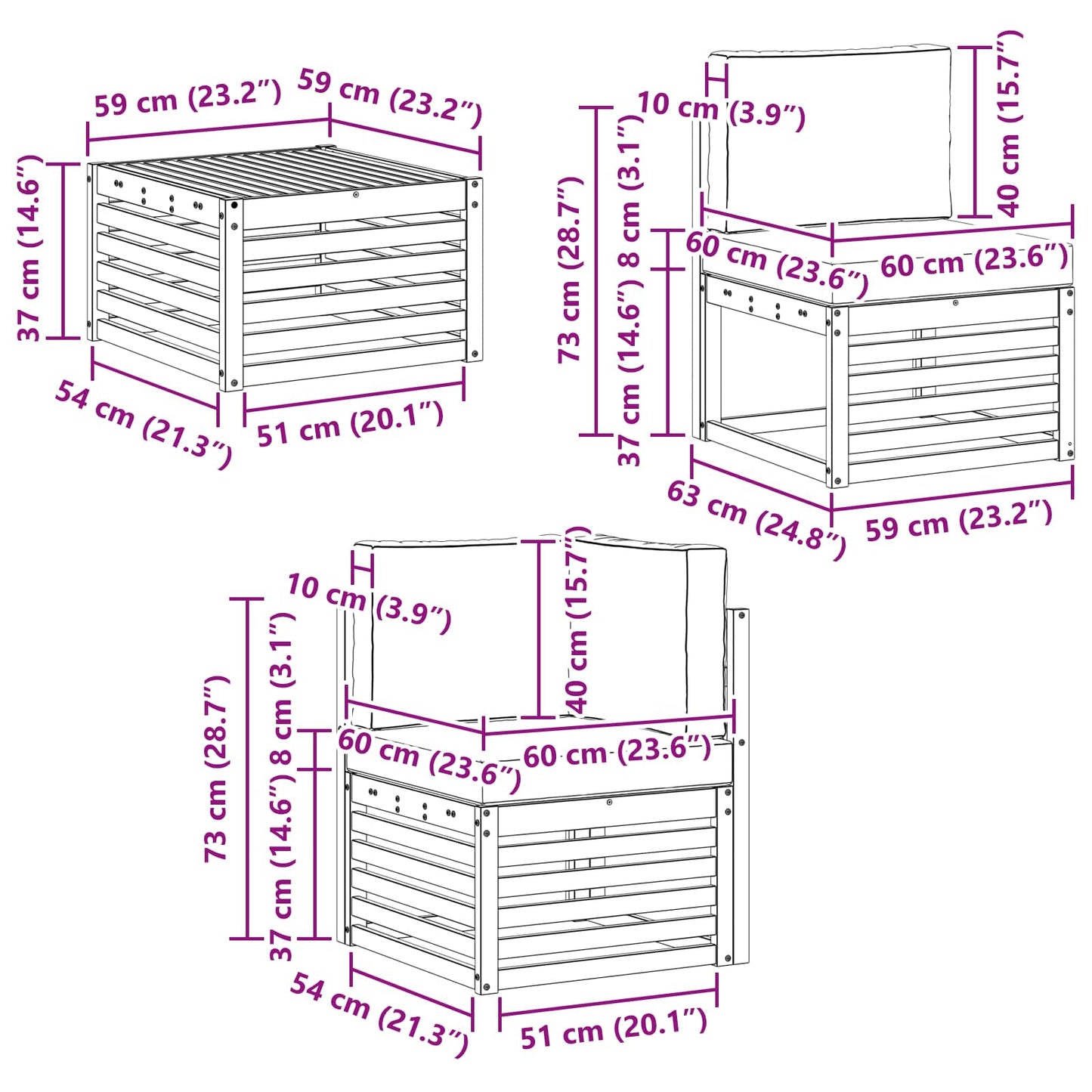 Outdoor-Sofagarnitur 5 stk. Natürlich und Hellgrau