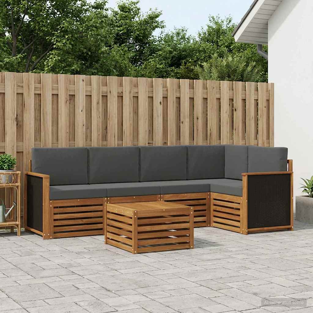 Outdoor-Sofagarnitur 5 stk. Natur und Anthrazit