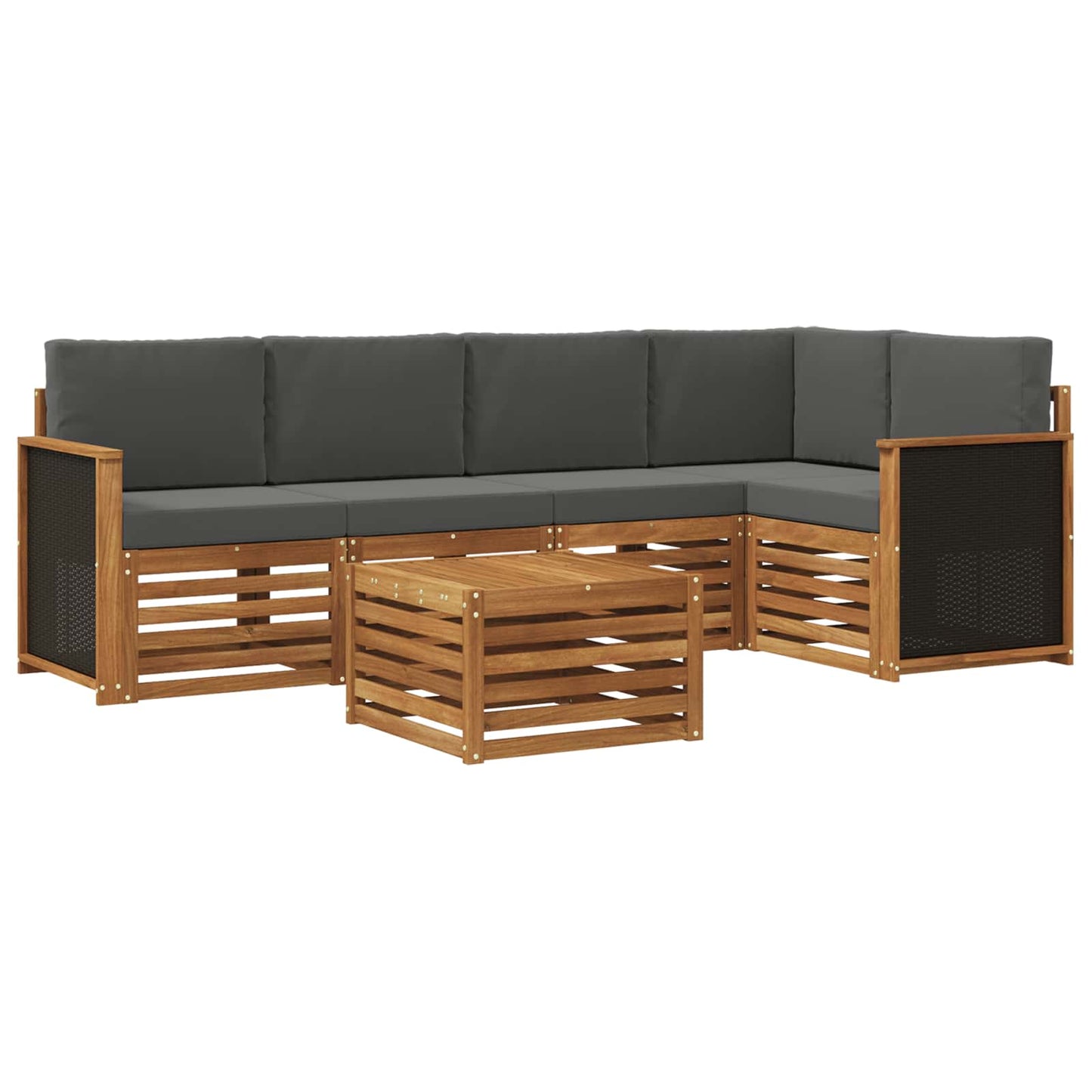 Outdoor-Sofagarnitur 5 stk. Natur und Anthrazit