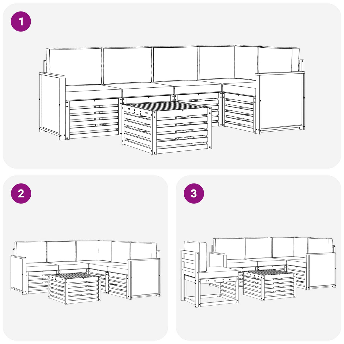 Outdoor-Sofagarnitur 6 stk. Natur