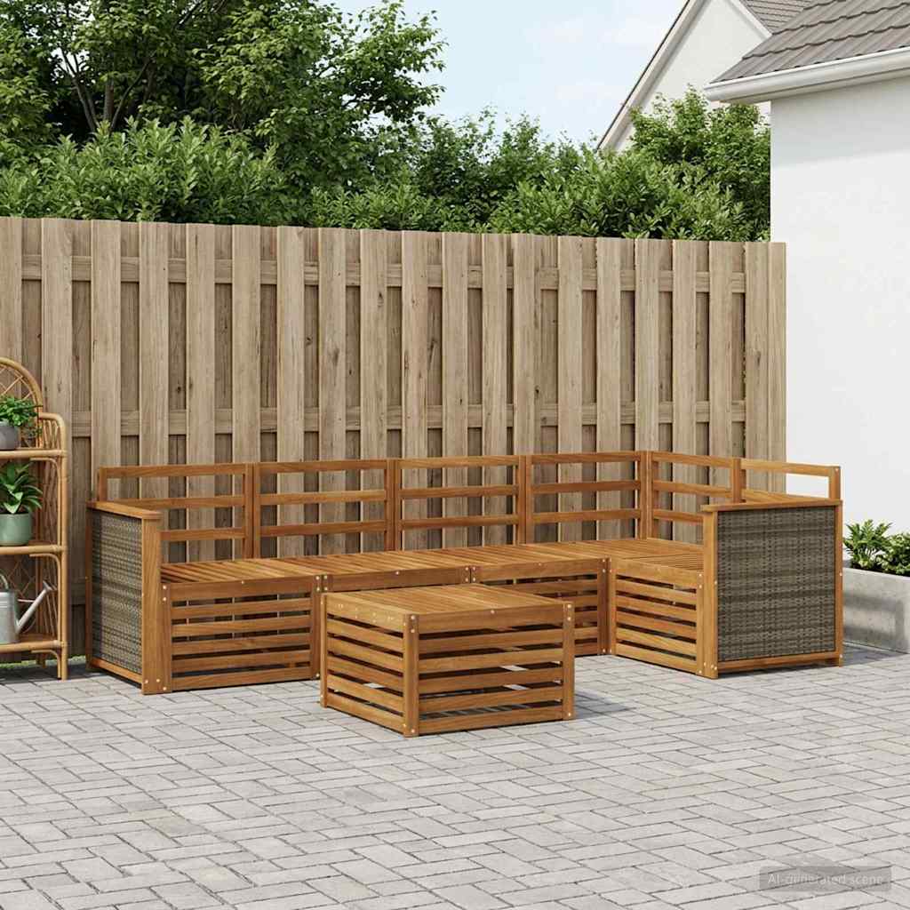 Outdoor-Sofagarnitur 5 stk. Natur Massivholz Akazie