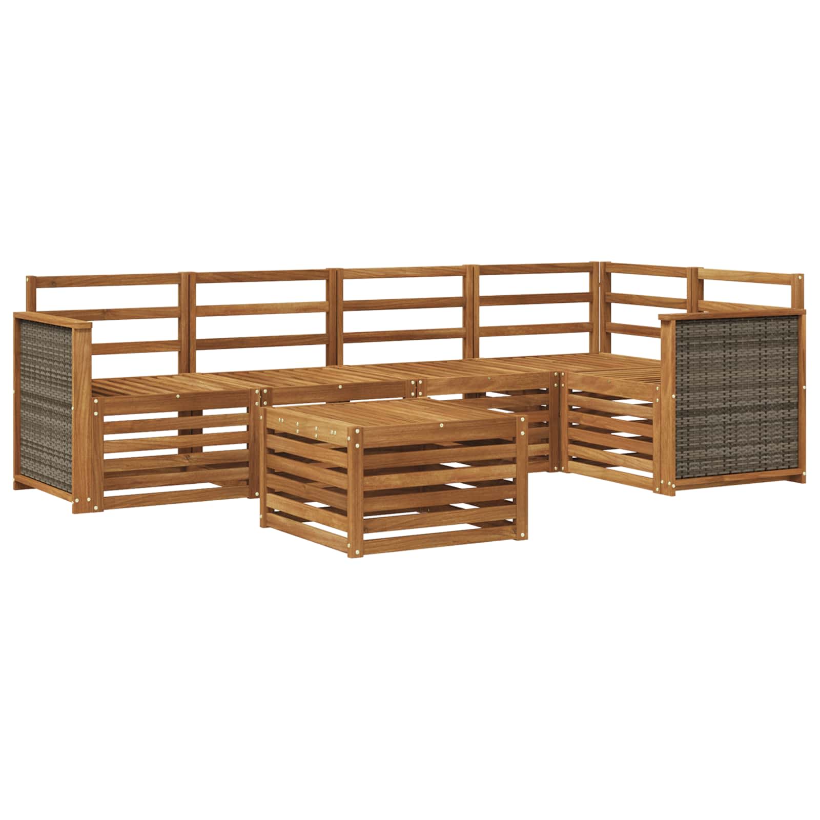 Outdoor-Sofagarnitur 5 stk. Natur Massivholz Akazie