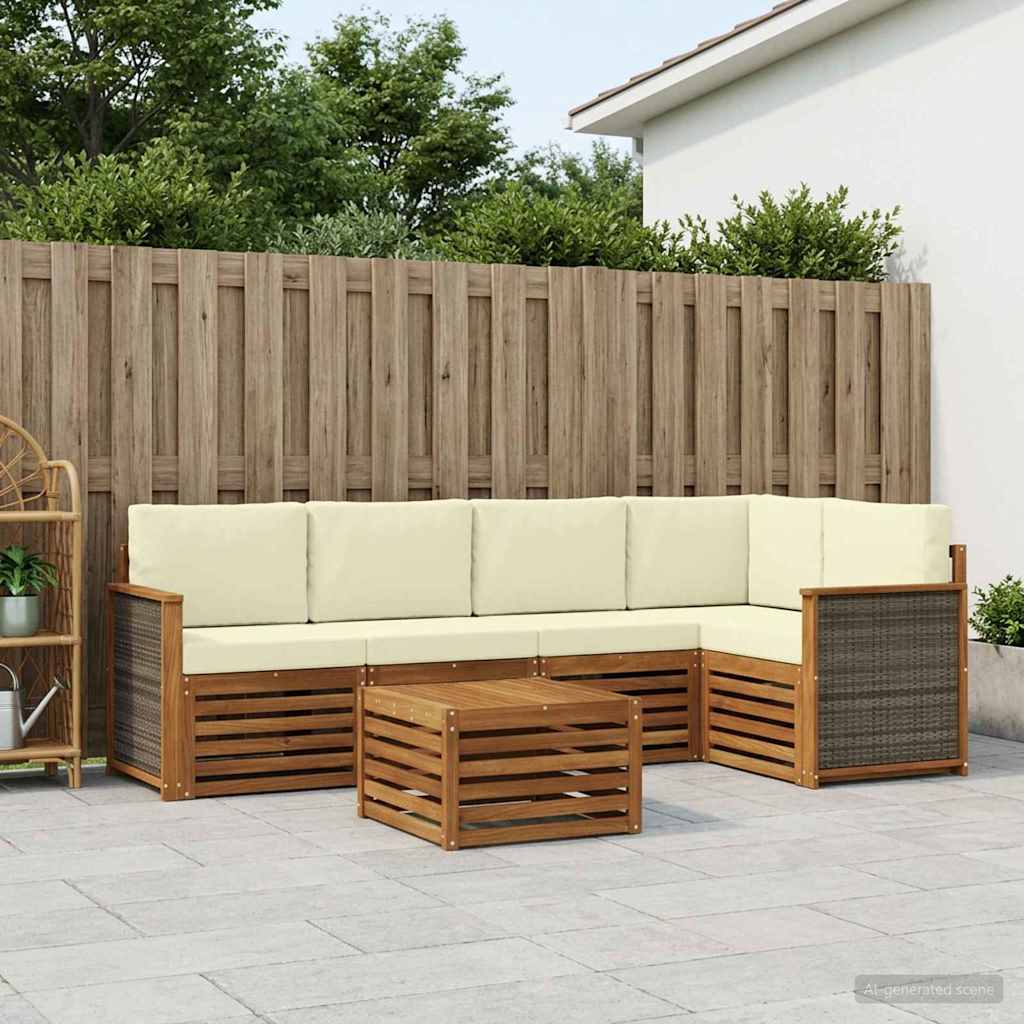 Ecksofa Set mit Kissen 5 pcs Natur und Creme