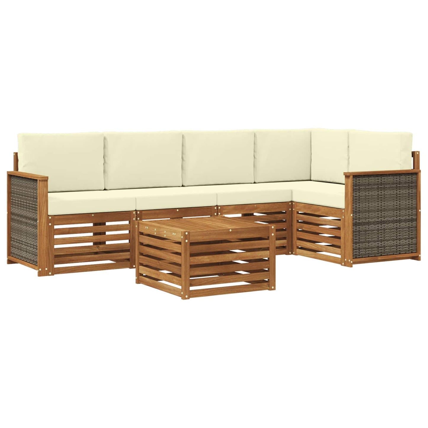 Ecksofa Set mit Kissen 5 pcs Natur und Creme