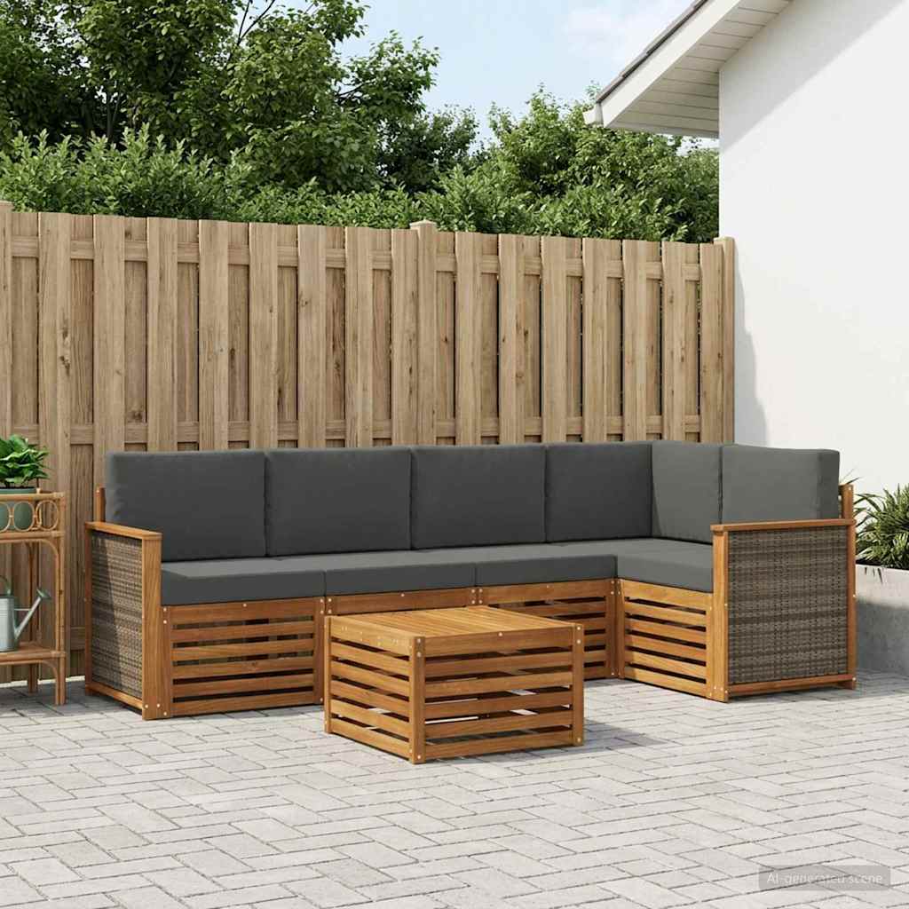 Outdoor-Sofagarnitur 5 stk. Natur und Anthrazit