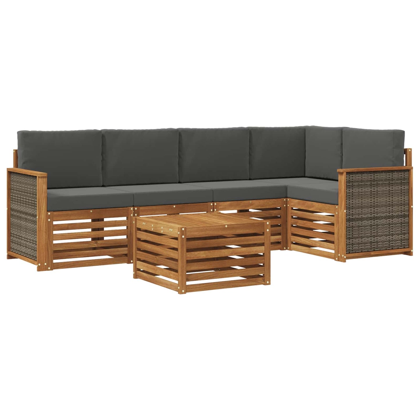 Outdoor-Sofagarnitur 5 stk. Natur und Anthrazit