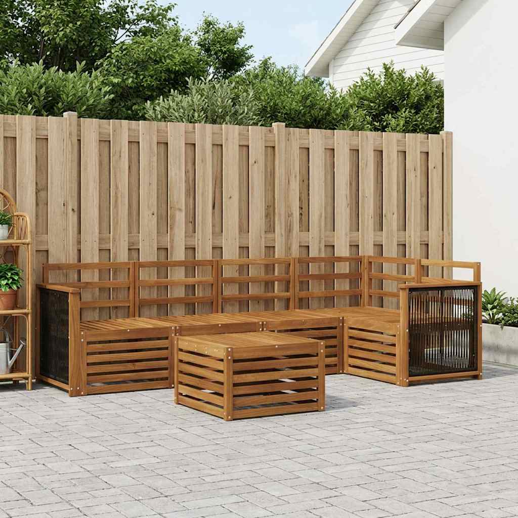 Outdoor-Sofagarnitur 5 stk. Natur Massivholz Akazie