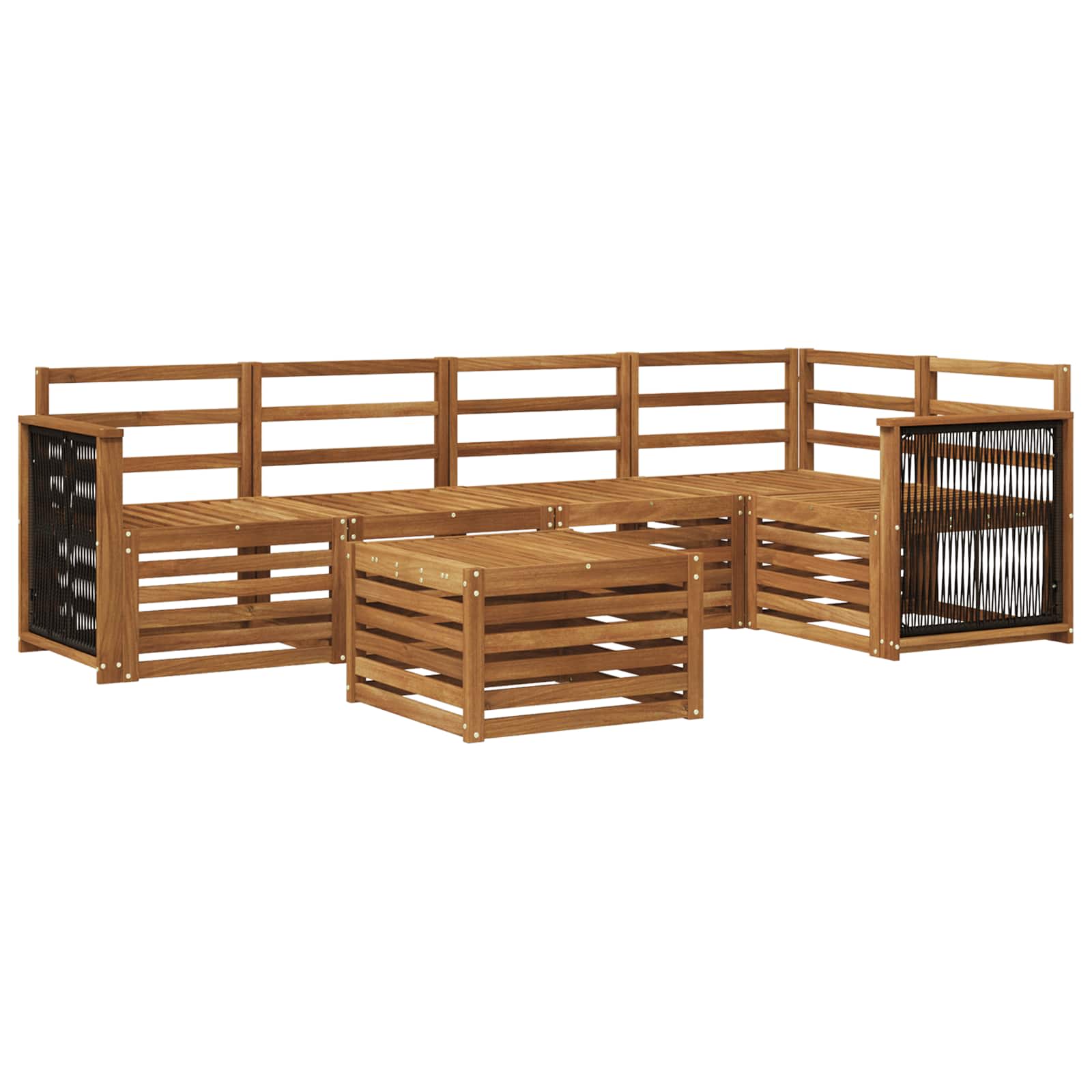 Outdoor-Sofagarnitur 5 stk. Natur Massivholz Akazie