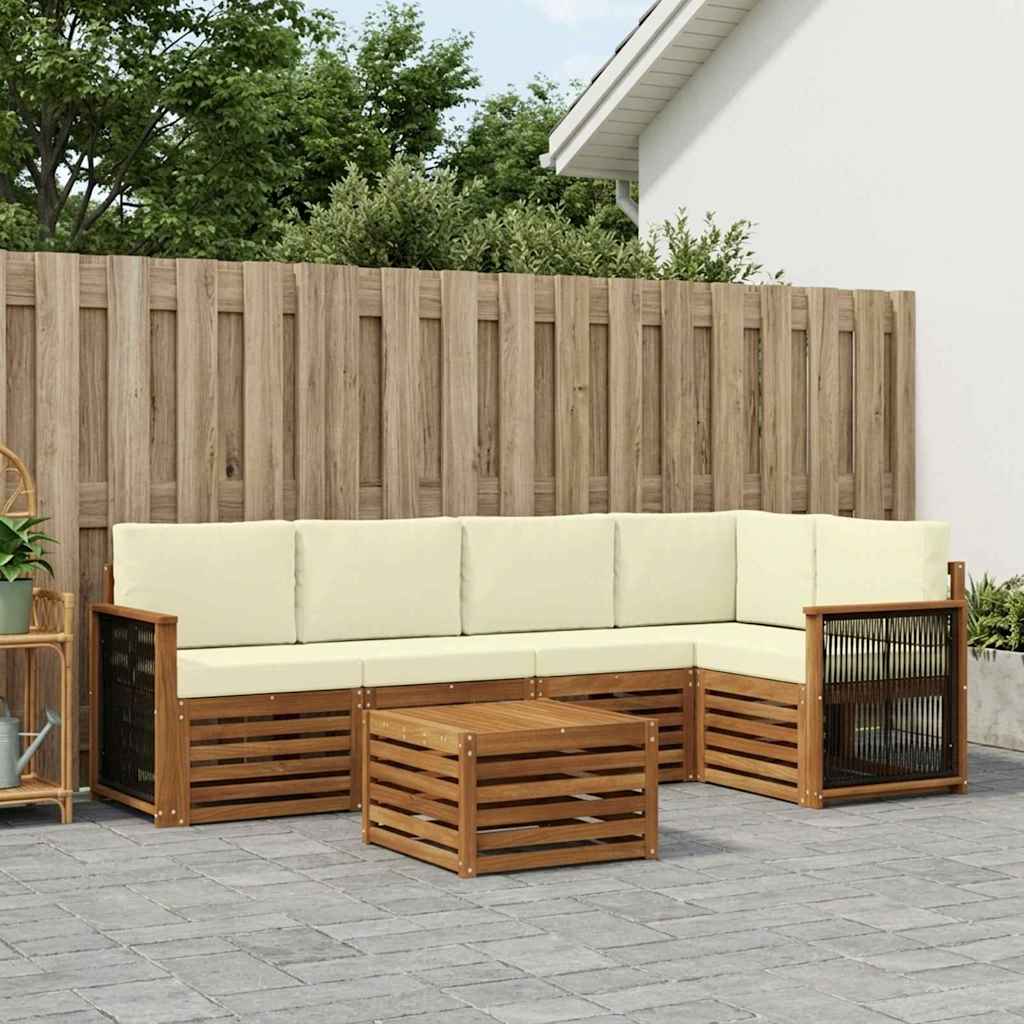 Ecksofa Set mit Kissen 5 pcs Natur und Creme