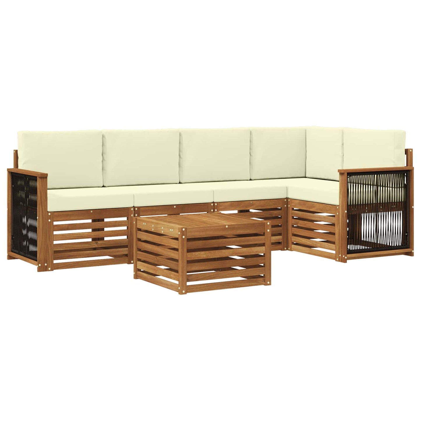 Ecksofa Set mit Kissen 5 pcs Natur und Creme
