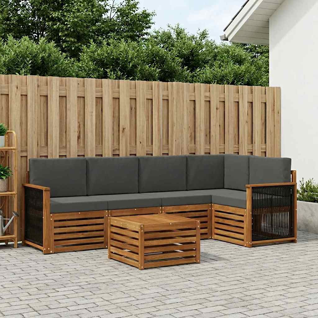 Ecksofa Set mit Kissen 5 pcs Natur und Anthrazit
