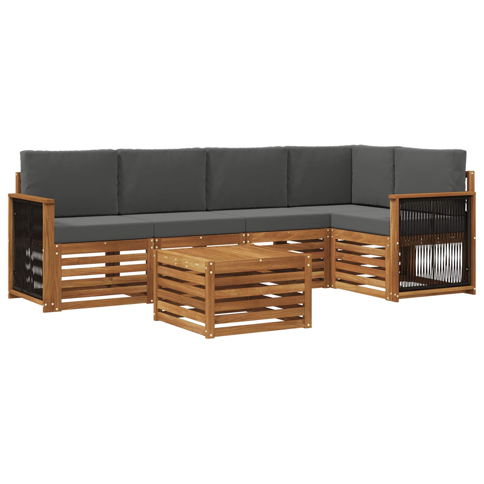 Ecksofa Set mit Kissen 5 pcs Natur und Anthrazit