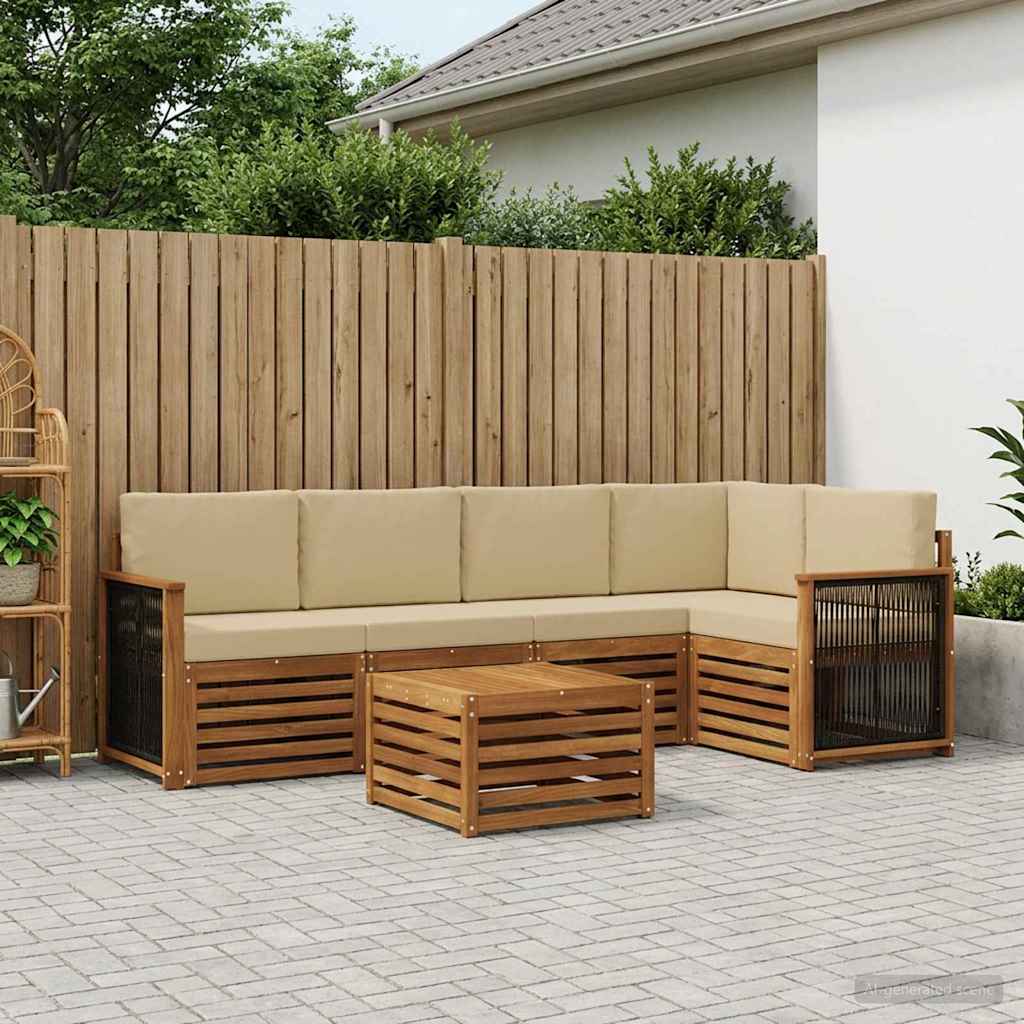 Outdoor-Sofagarnitur 5 stk. Natur