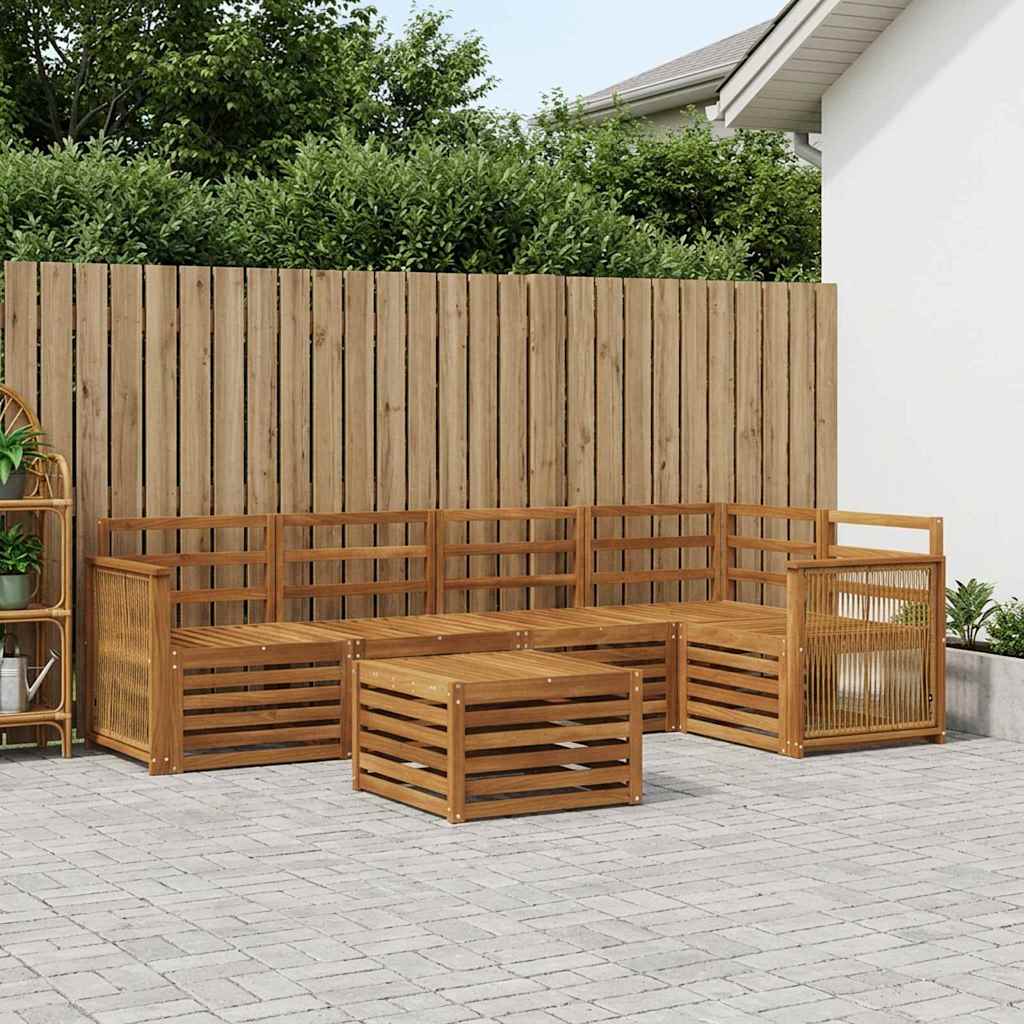 Outdoor-Sofagarnitur 5 stk. Natur Massivholz Akazie