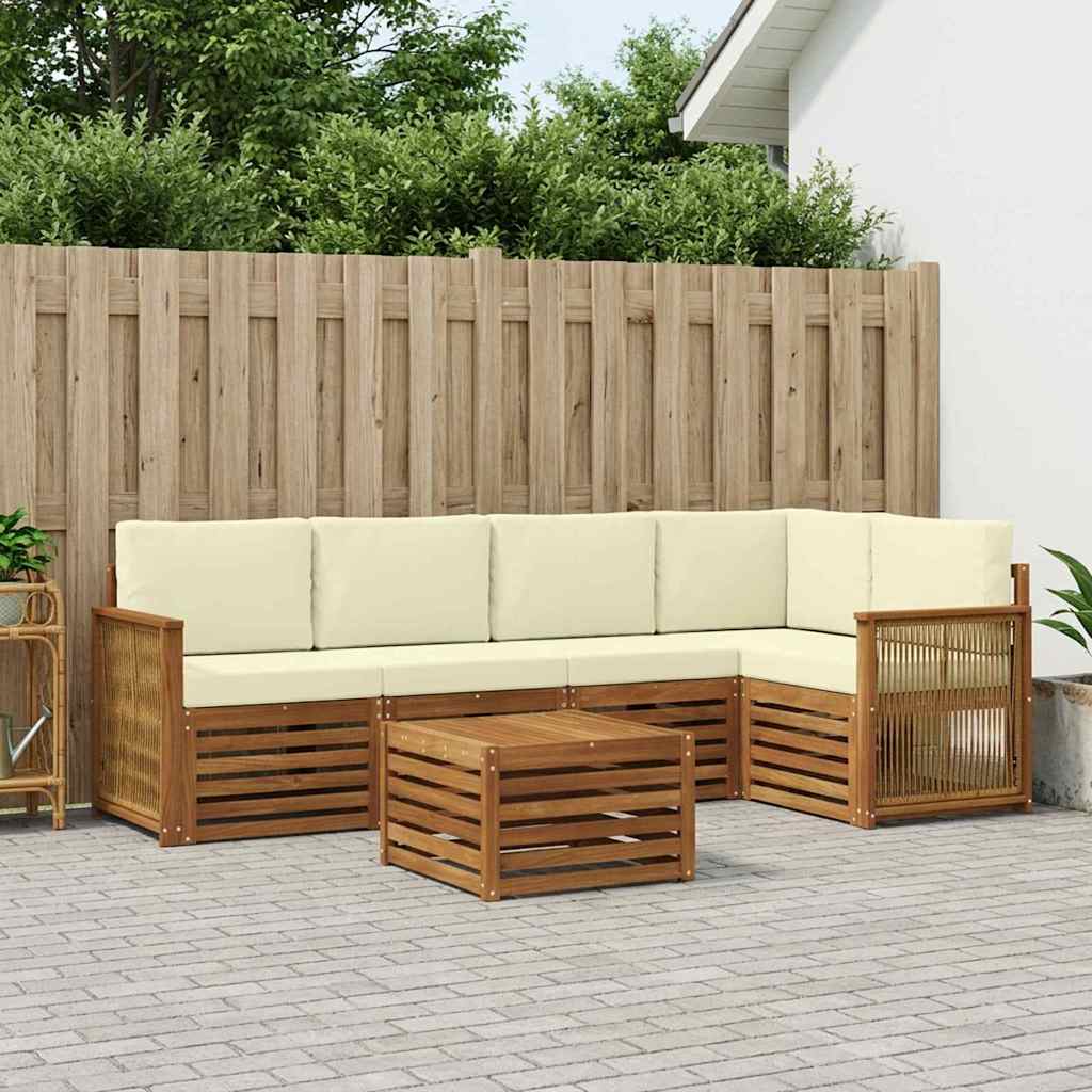 Outdoor-Sofagarnitur 6 stk. Natur und Creme