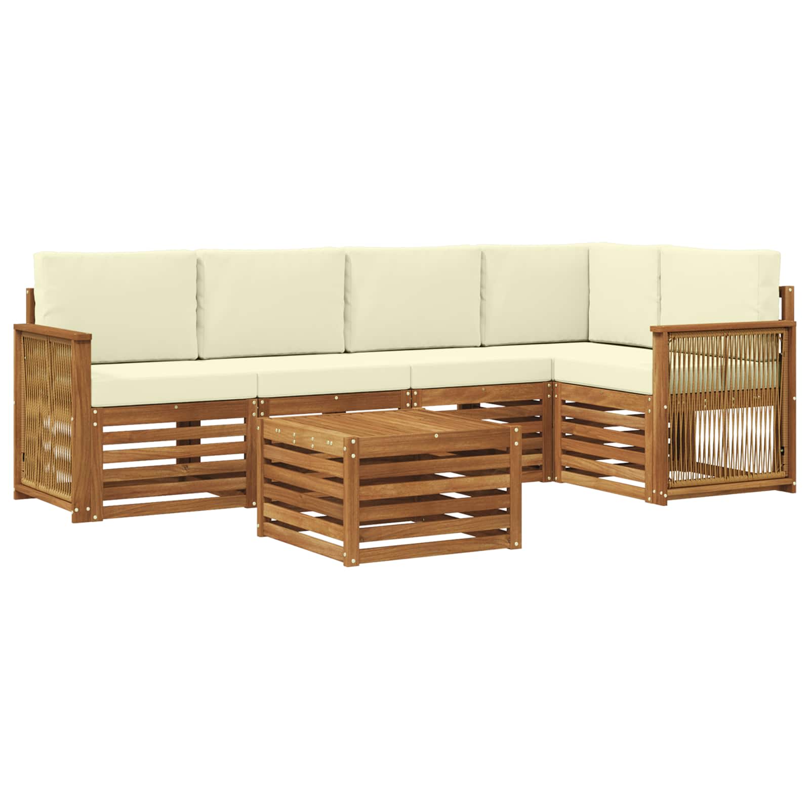 Ecksofa Set mit Kissen 5 pcs Natur und Creme