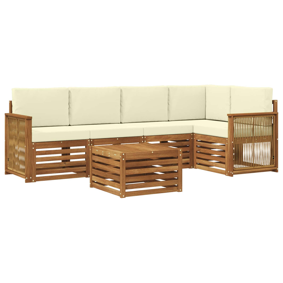 Outdoor-Sofagarnitur 6 stk. Natur und Creme