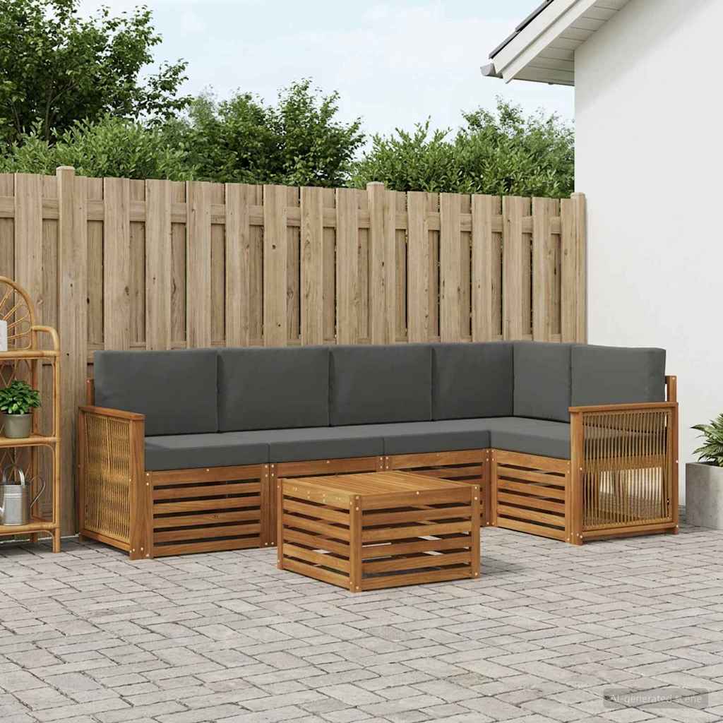 Outdoor-Sofagarnitur 5 stk. Natur und Anthrazit