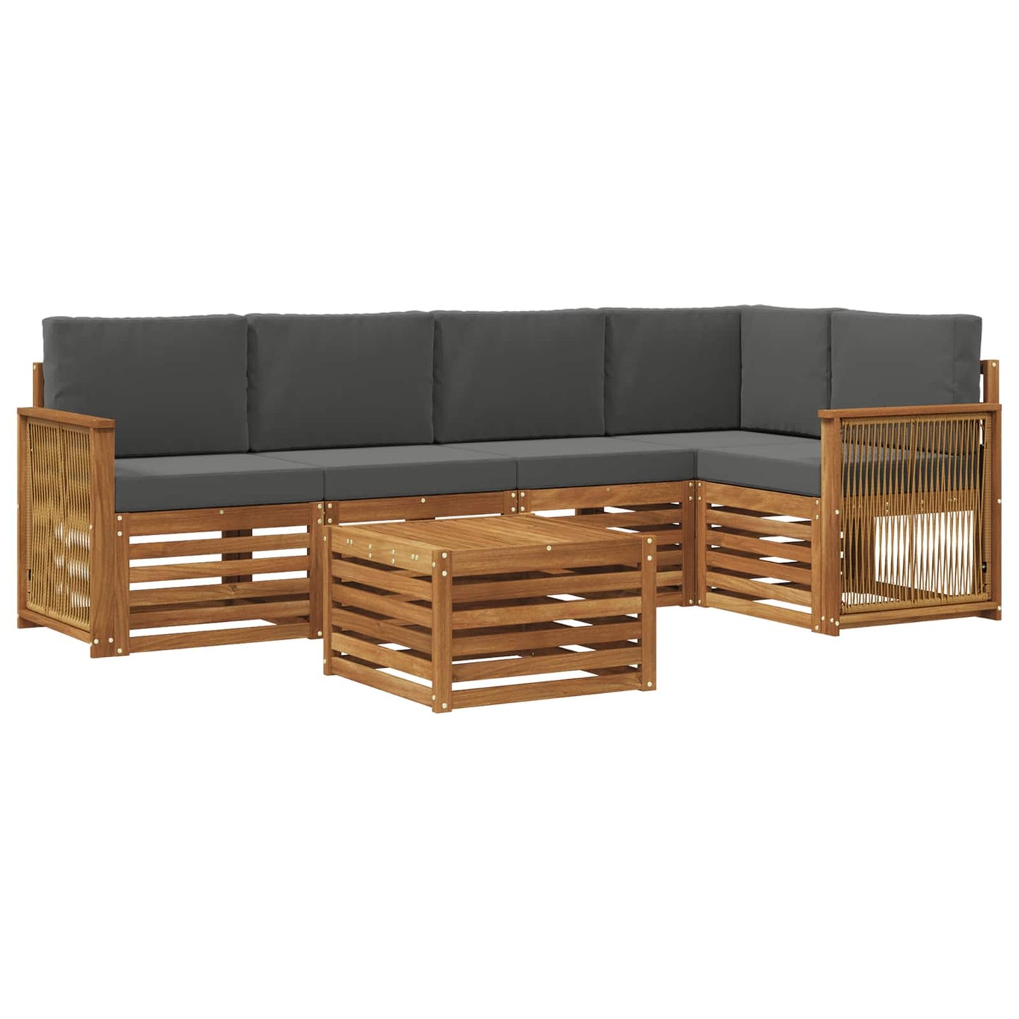 Outdoor-Sofagarnitur 5 stk. Natur und Anthrazit
