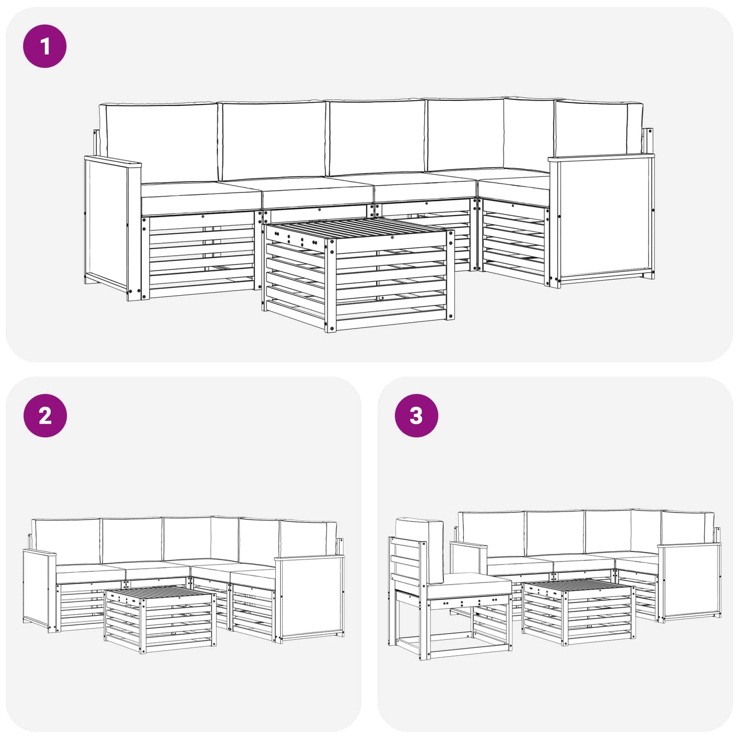 Outdoor-Sofagarnitur 5 stk. Natur und Anthrazit