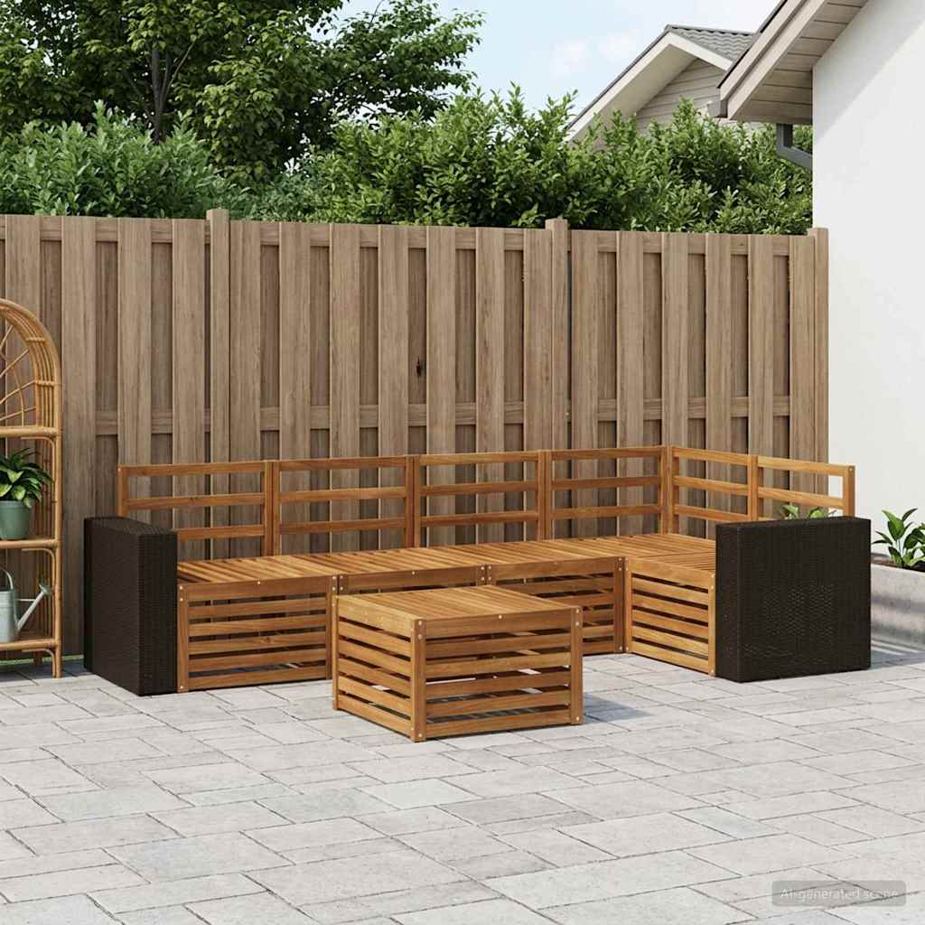 Outdoor-Sofagarnitur 6 stk. Natur Polyester