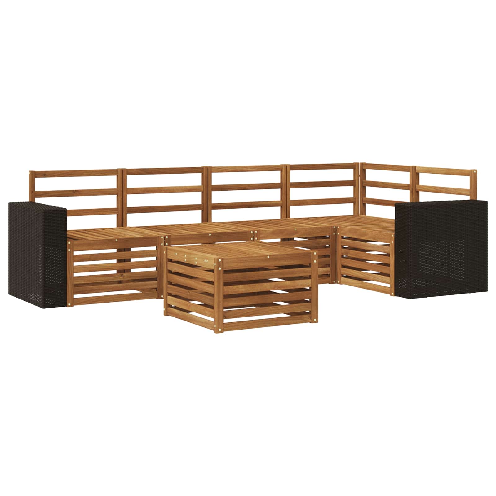 Outdoor-Sofagarnitur 6 stk. Natur Polyester