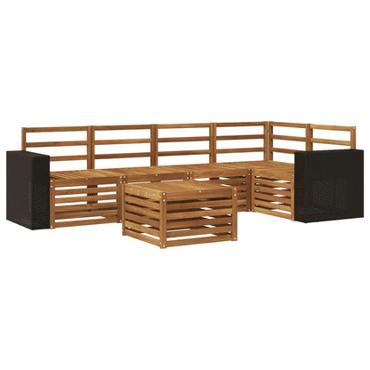 Outdoor-Sofagarnitur 6 stk. Natur Polyester