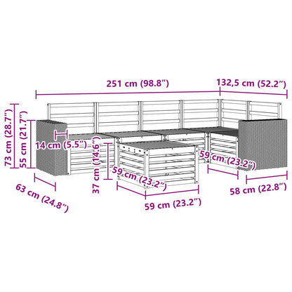 Outdoor-Sofagarnitur 6 stk. Natur Polyester