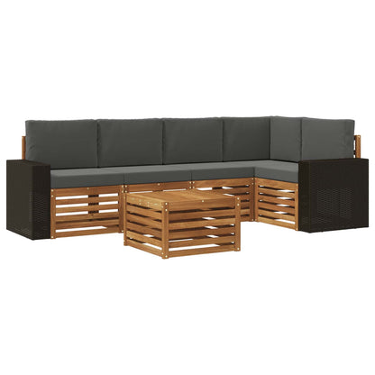 Outdoor-Sofagarnitur 6 stk. Natur und Anthrazit Polyester