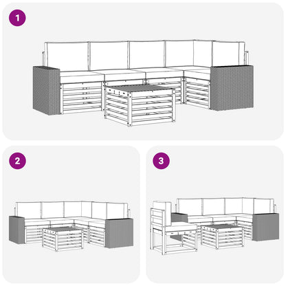 Outdoor-Sofagarnitur 6 stk. Natur und Anthrazit Polyester