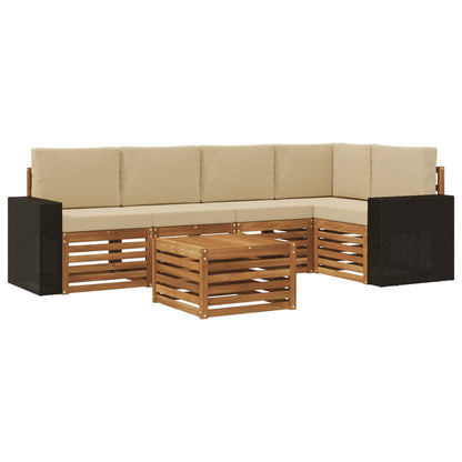 Outdoor-Sofagarnitur 6 stk. Natur und Beige Polyester